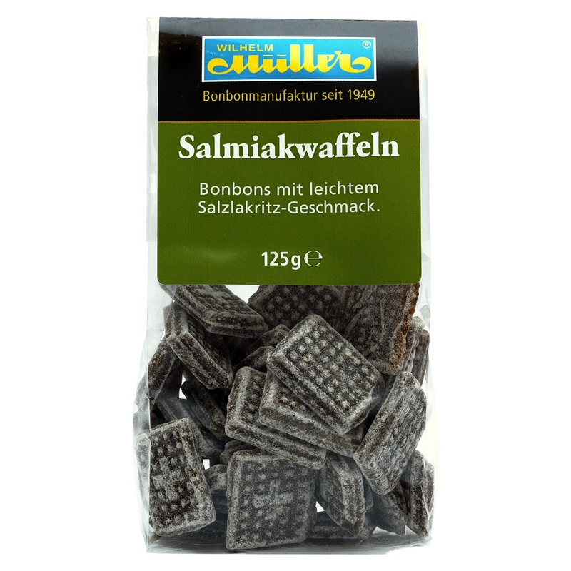Salmiak wafers – sweets with a light salty liquorice flavour (1 bag) Salmiak wafers 125 g (1 pack)