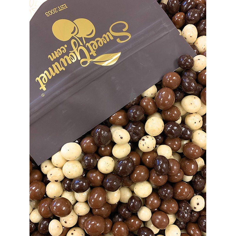 SweetGourmet Chocolate Covered Espresso Beans Blend | White Milk Dark Chocolate | 1 Pound 1 Pound (Pack of 1)