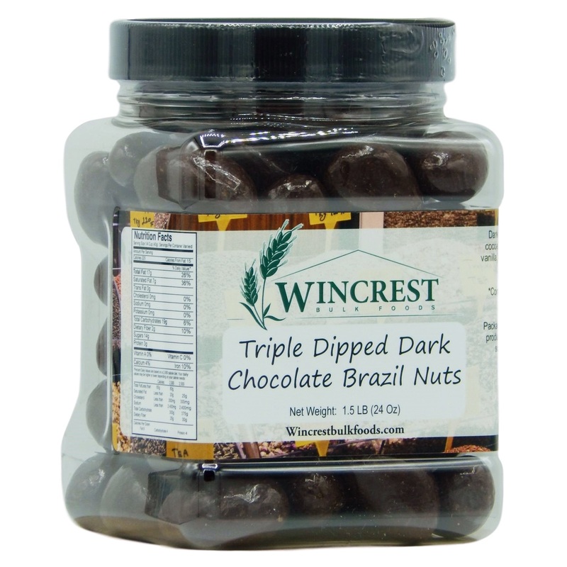 Triple Dipped Dark Chocolate Brazil Nuts – 1.5 Lb Tub