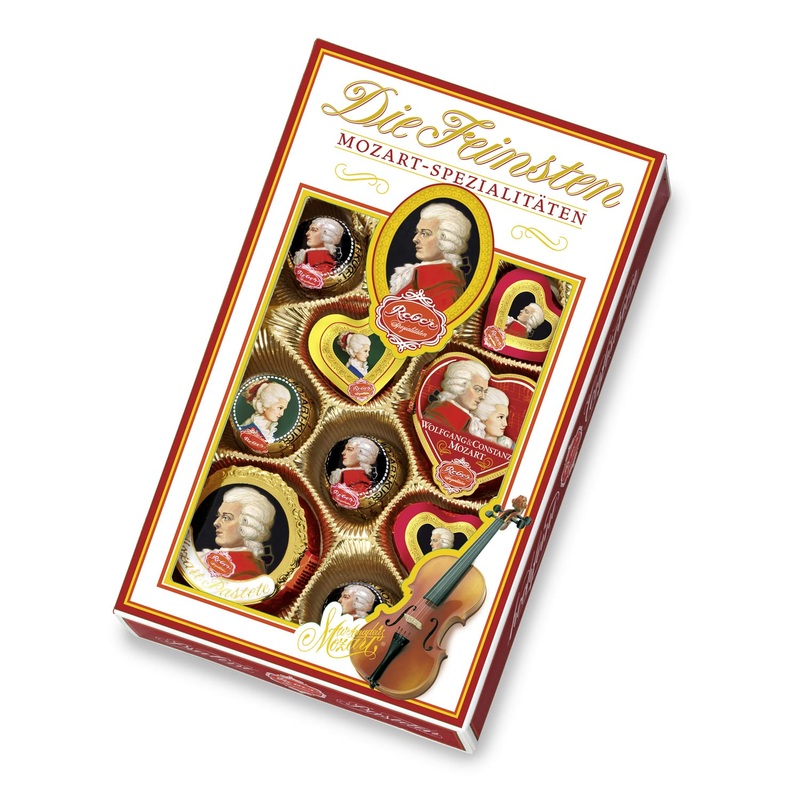 Vine the finest 12 pack mixed balls made of dark alpine chocolate paste and Mozart Herz’l filled with pistachio marzipan almonds and hazelnut nougat 218g (12 pieces)