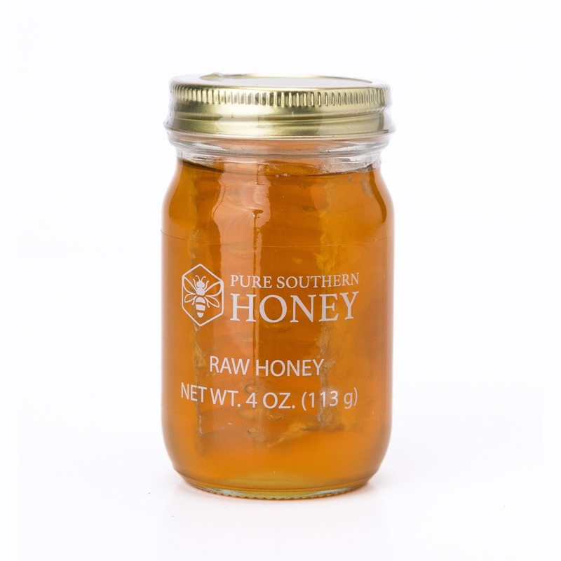100% Authentic, Usa – Made [ 4 Oz ] Mini Raw Unfiltered Honey With Honeycomb, Pure Southern Honey – Unheated – Non – Gmo, No Add