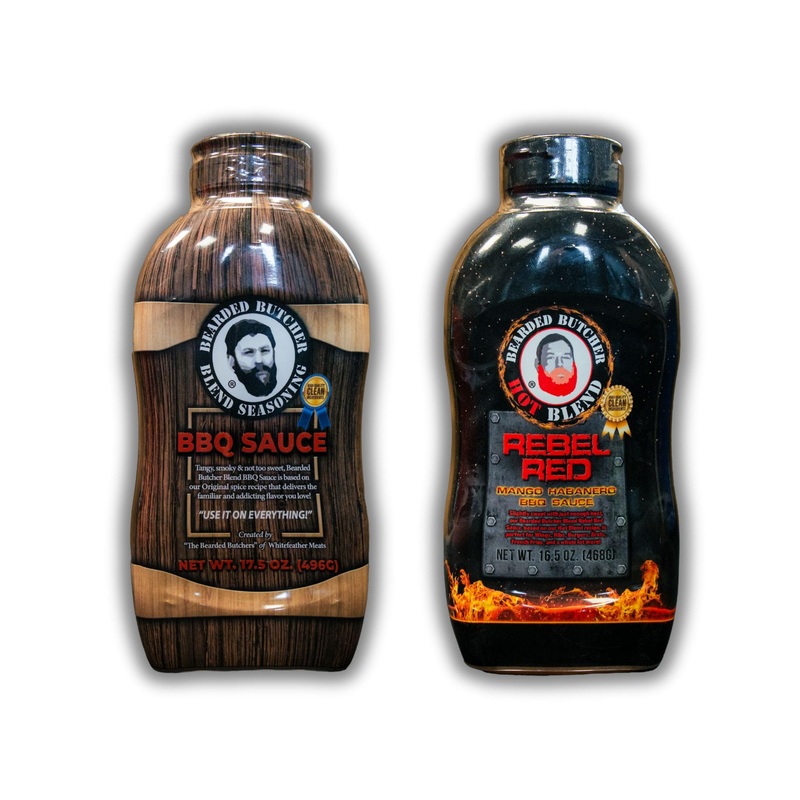 Bearded Butchers Bbq Sauce Combo, 2 Pack – Rebel Red 16.5 Oz (Mango & Habanero, Sweet & Spicy) & Original Bbq 17.5 Oz (Tangy & S