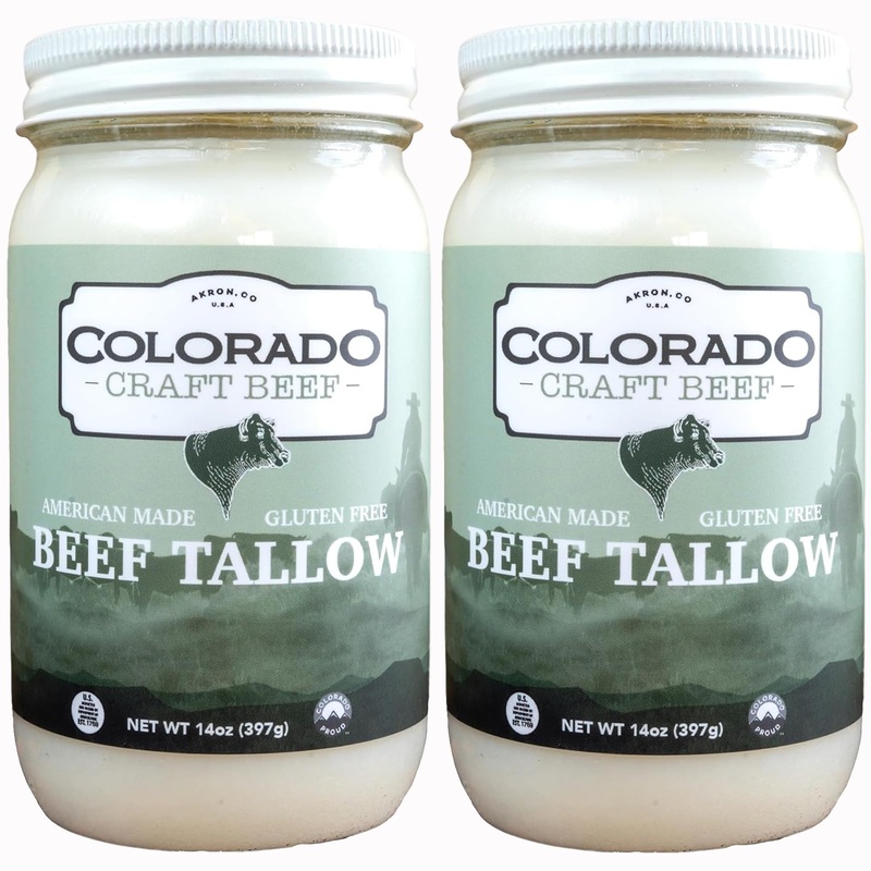 Colorado Craft Beef – 100% Pure Beef Tallow For Cooking, Gluten Free, Grass Fed, No Sugar Added, Keto Friendly, 2 Pack (14Oz Eac