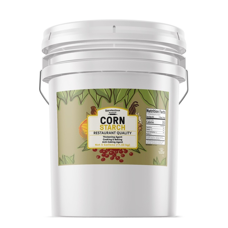Corn Starch By Unpretentious Baker, Resealable 5-Gallon Bucket, Thickening Agent, For Bulk Baking & Cleaning Use (400 Ounces)