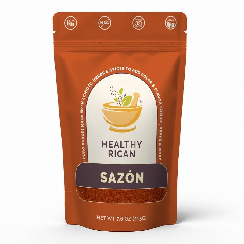 Healthy Rican Sazon Seasoning 7.6 Oz Large Pouch Puerto Rican Latin Spice Blend No Red 40 Gluten Free Keto Whole30 Approved No M