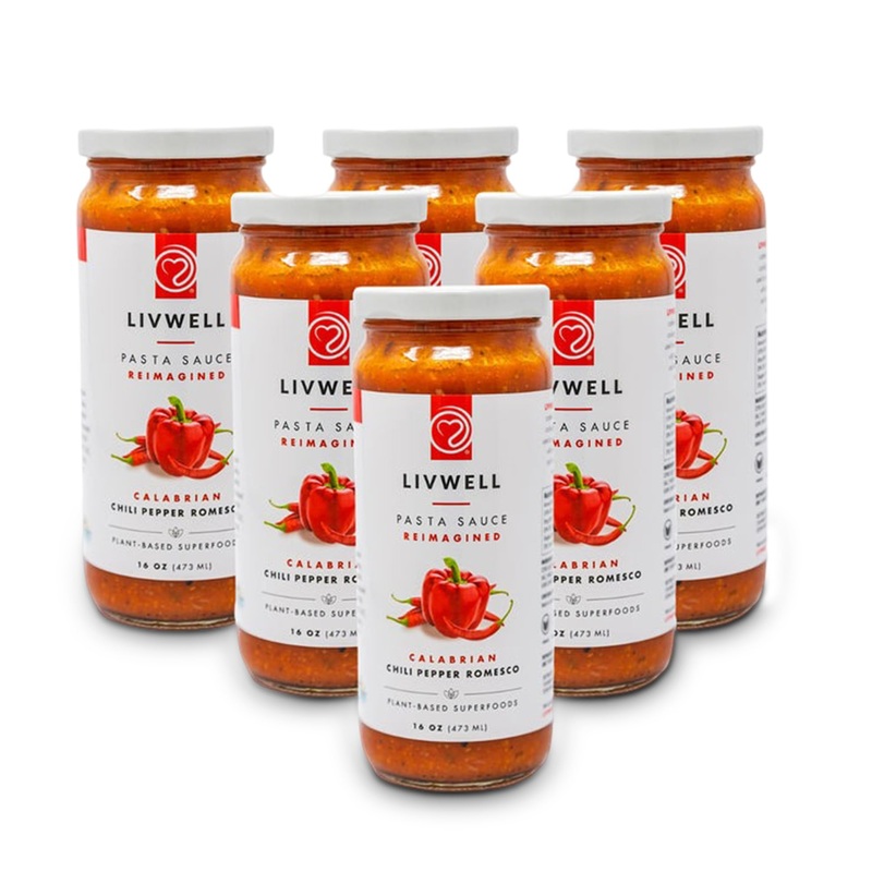 Livwell Calabrian Chili Peppers Pasta Sauce – Pack Of 6 Plant Based Dairy Free Bell Pepper Vegan Sauce With Roasted Red Pepper,