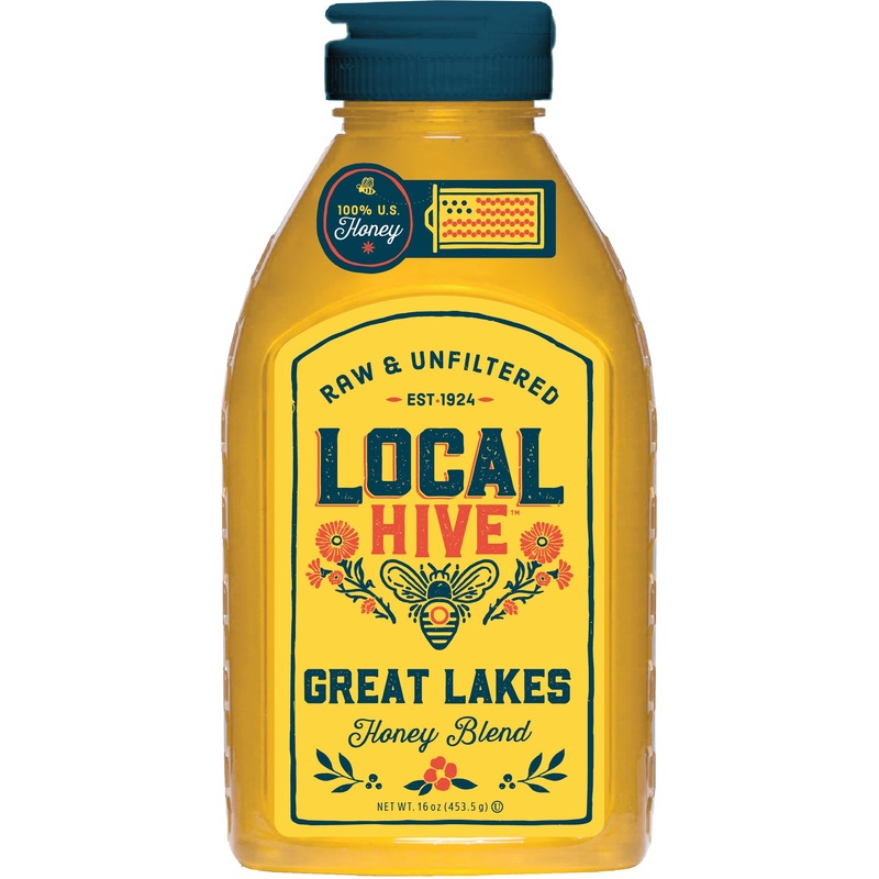 Local Hive Great Lakes Raw Unfiltered Honey – 16 Oz, 100% Pure Us Honey, Sourced From American Bees And Beekeepers – Natural Swe