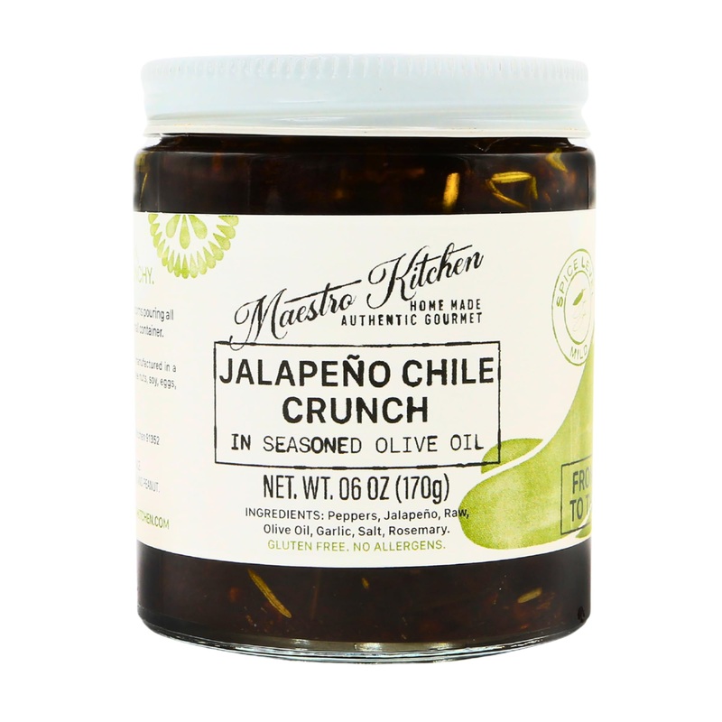 Mild Jalapeno Pepper Chile Crunch 6Oz – All Natural Chili Crisp Chips In 100% Olive Oil, Garlic & Rosemary – Spicy Crunchy Mexic