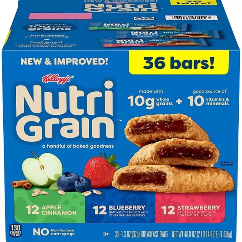 Nutri Grain Breakfast Bars – Variety Pack: 36-Piece Box