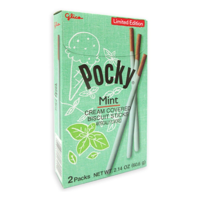 Pocky – Mint Cream Covered Biscuit Sticks Packs: 10-Piece Box