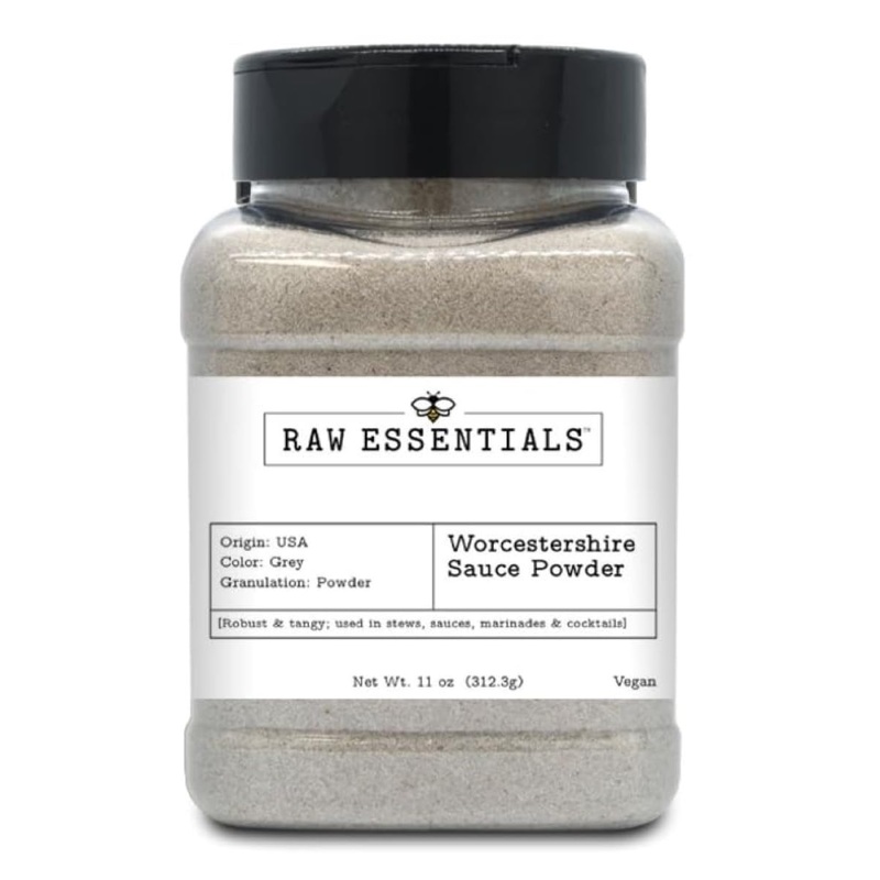 Raw Essentials Worcestershire Sauce Powder – Robust And Tangy – Elevates Your Stews, Sauces, Marinades, And Cocktails – Vegan –