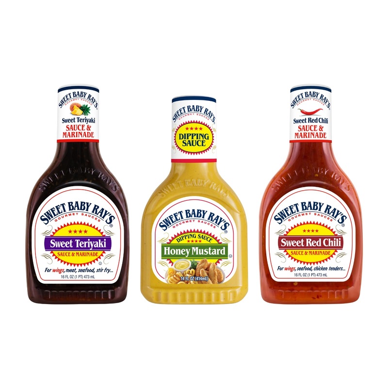 Sweet Baby Ray’S Gourmet Sauce & Marinade Variety Pack 1 Sweet Red Chili Sauce, 1 Teriyaki Sauce, 1 Honey Mustard Dipping Sauce.