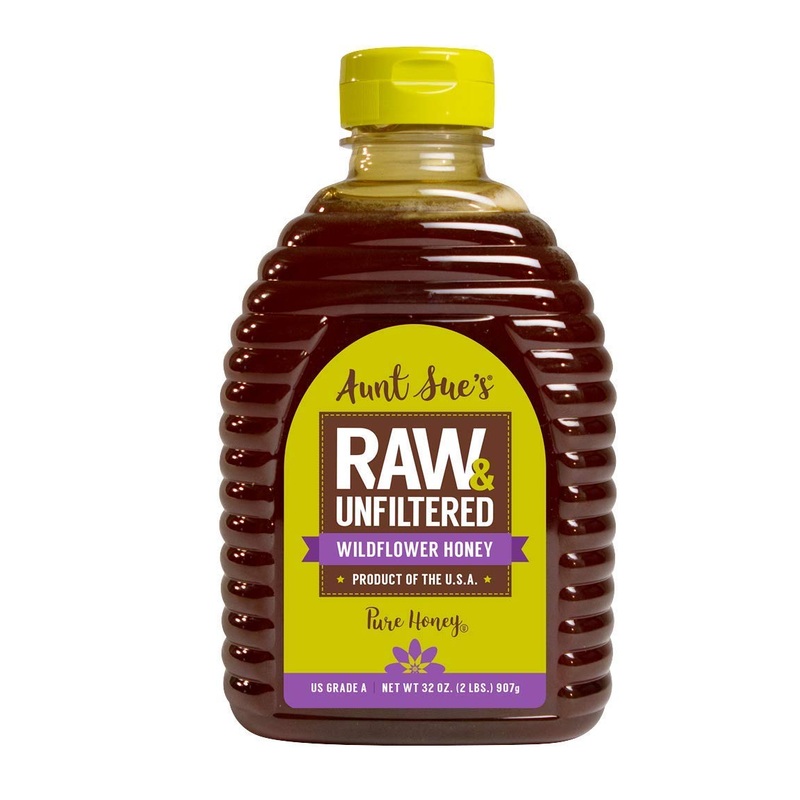 Aunt Sues Raw & Unfiltered Wildflower Honey, 32 Ounce (2 Lb), Strained Pure Honey