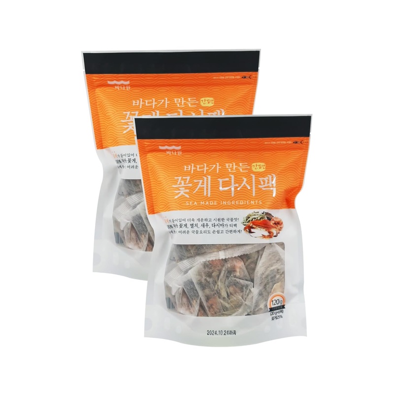 Badaone (1+1) Korean Crab Dashi Pack 120G (20G X 6Ea) / For Easy Cooking/Deep Soup Flavor Of Crab/Dried