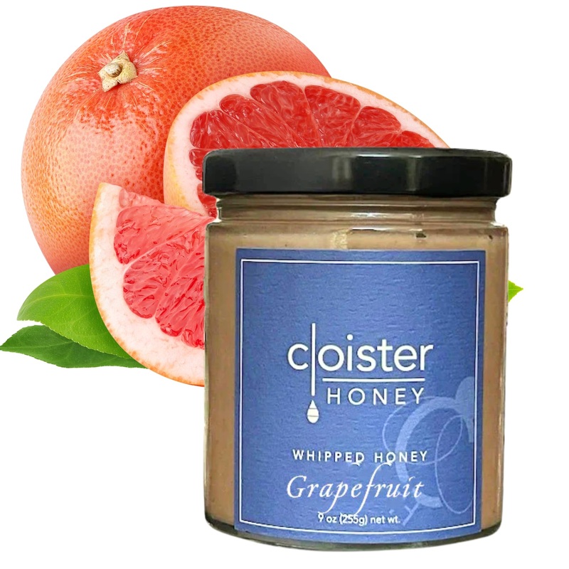 Cloister Honey Whipped Honey – Grapefruit (9 Oz) | Hand Crafted | Raw Artisan Honey | 100% Pure, Raw & Unfiltered | All Natural