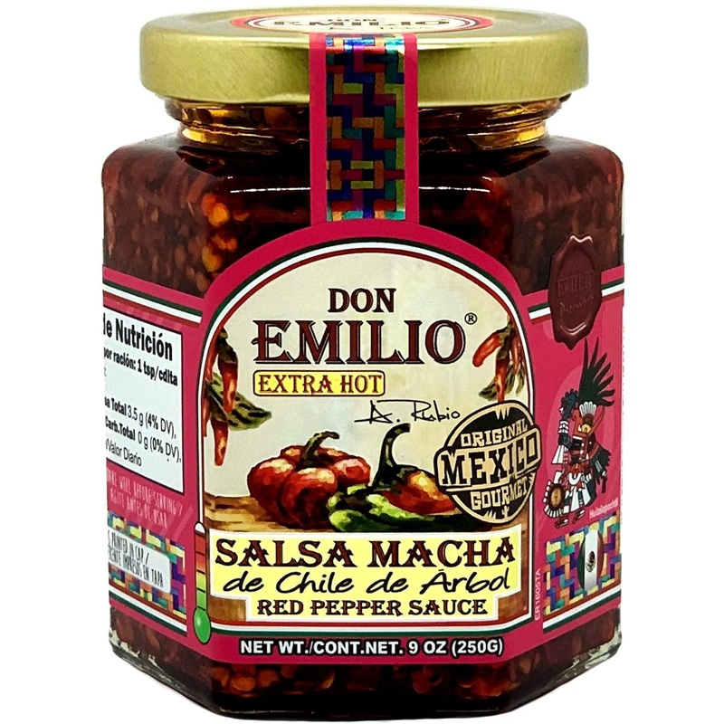 Don Emilio Chile De Arbol Artisanal Salsa Macha Authentic Mexican Spicy Chili Oil Oil Glass Jar 9 Oz