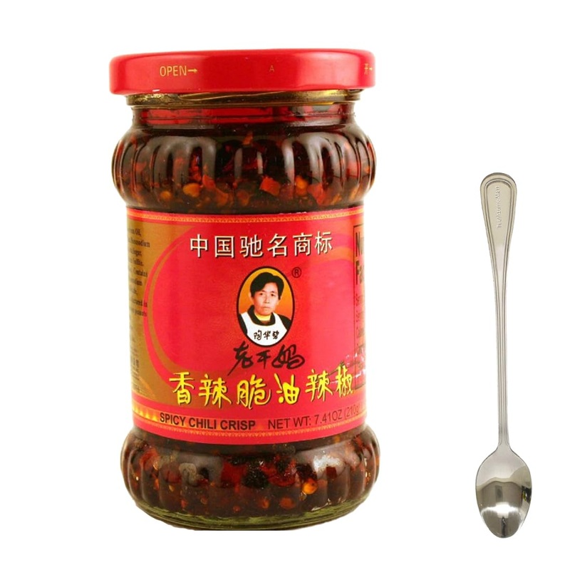 Laoganma Spicy Chili Crisp Sauce Xiang La Cui Comes With A Free Toothsome Mart Spoon (Pack Of 1, 7.4Oz)