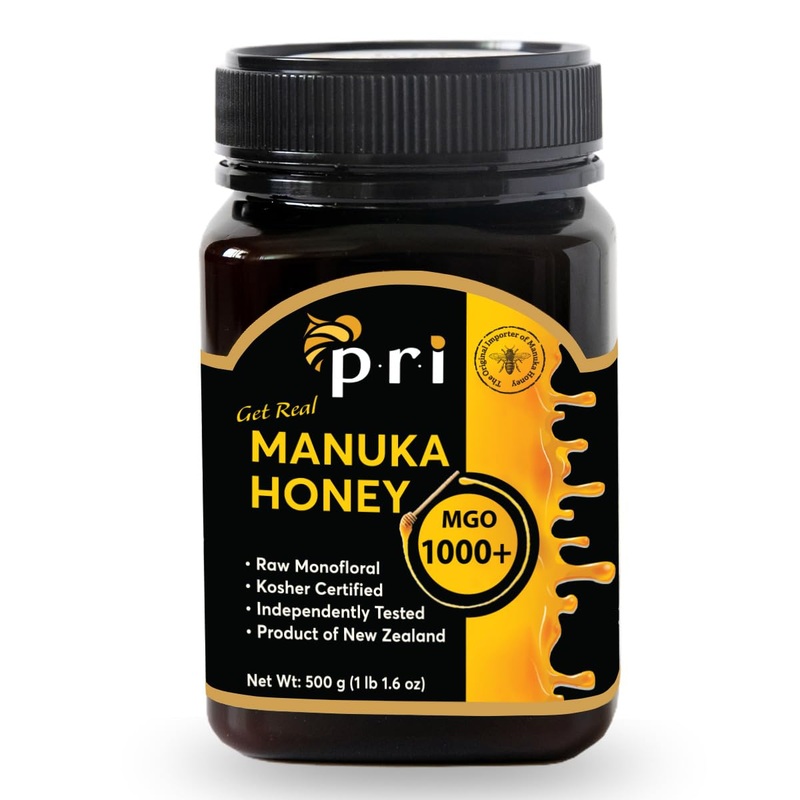 P.R.I Manuka Honey Mgo 1000+, 1.1Lb High Strength – Raw Manuka Honey (500G Jar)