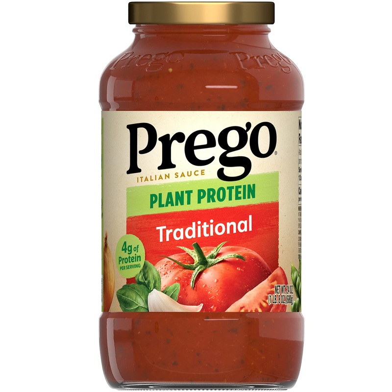 Prego Plant Protein Traditional Pasta Sauce, Plant Based Protein Sauce, 24 Oz Jar