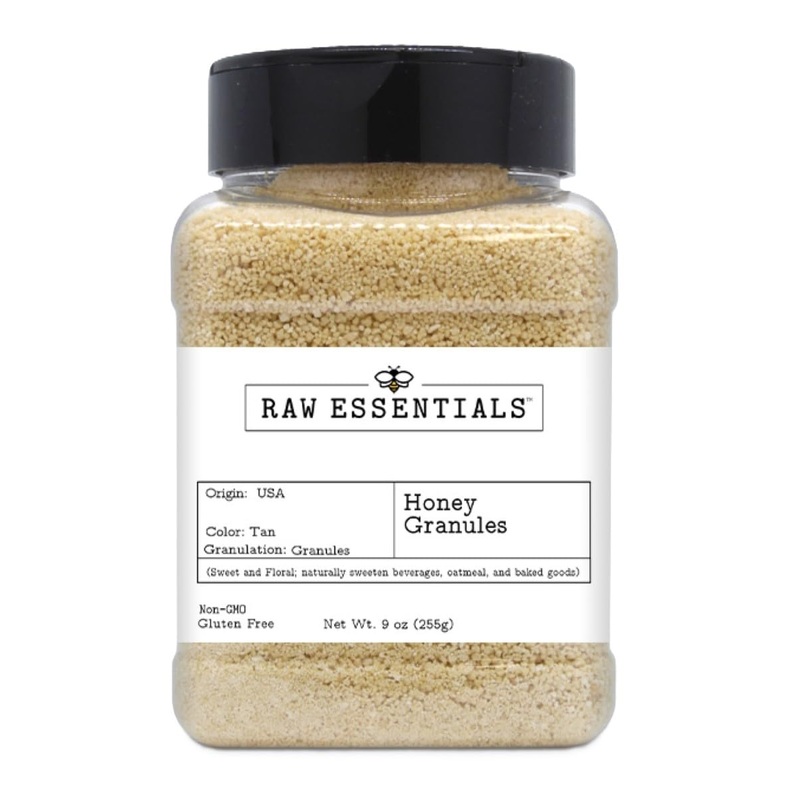 Raw Essentials Honey Granules – Natural Sweetness For Oatmeal, Yogurt, Beverages, And Desserts – Non-Gmo And Gluten-Free – 9 Oun