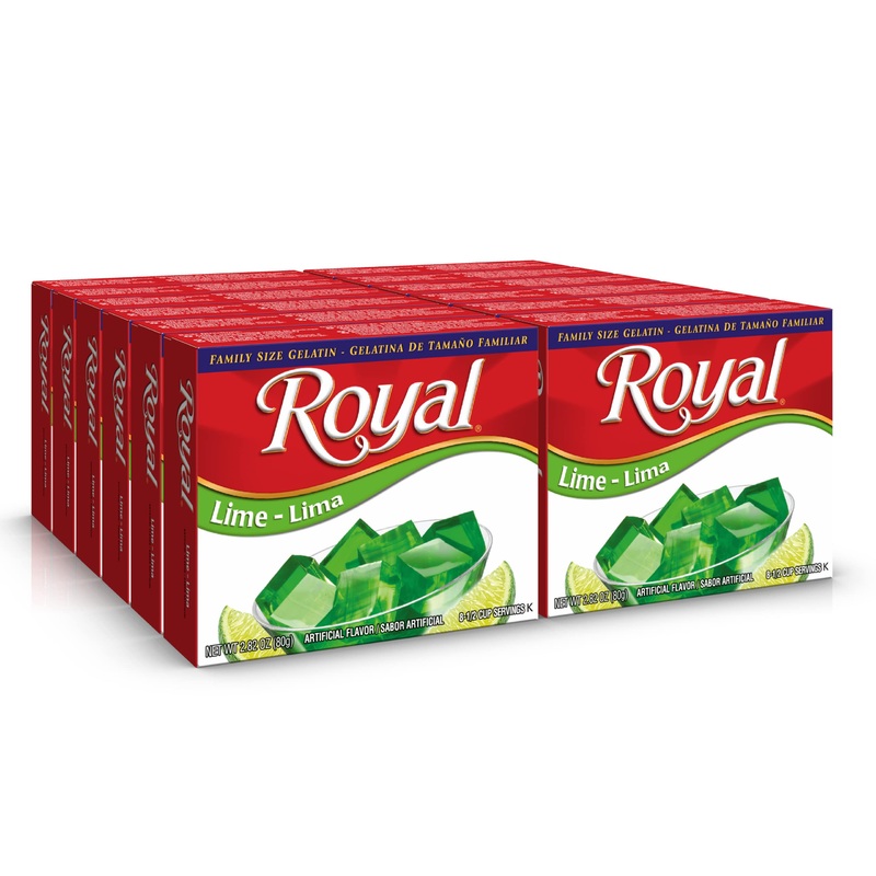 Royal Bilingual Gelatin, Fat Free Dessert Mix, Lime, 2.8 Ounce (Pack Of 12)