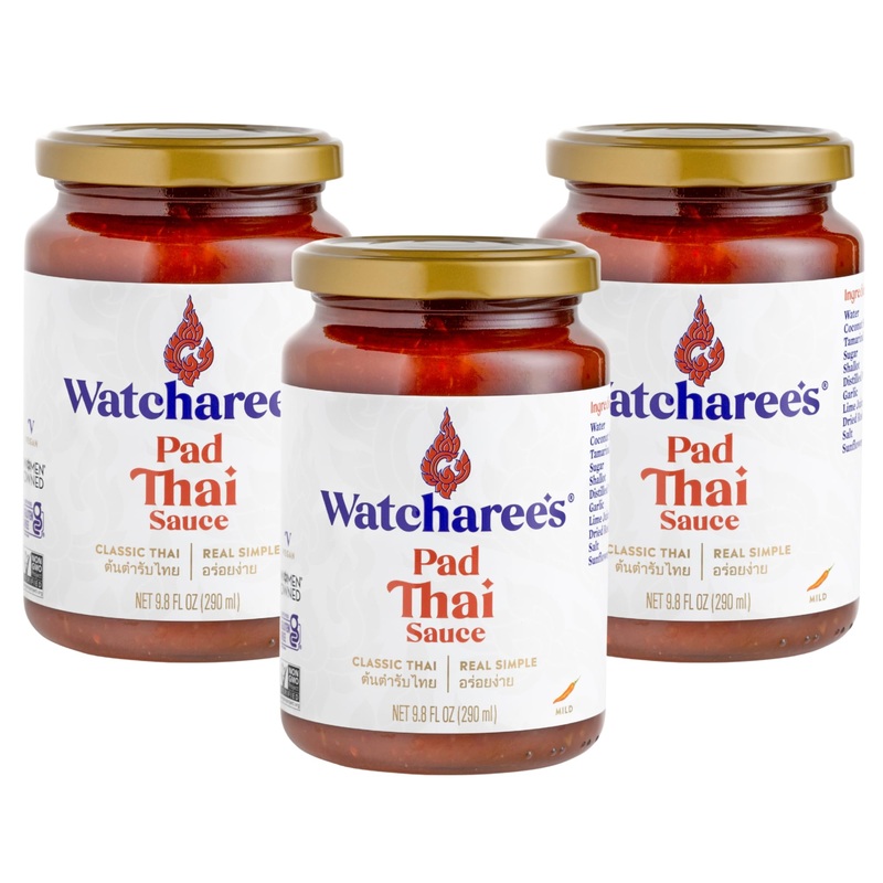 Watcharee’S Pad Thai Sauce, Authentic Thai Stir Fry Sauce, Vegan, Non-Gmo, Gluten-Free – Pack Of 3, 9.8 Fl Oz Per Jar