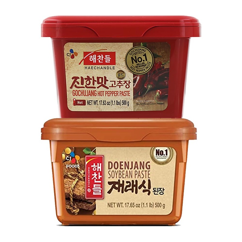 Box Of Life Cj Red Pepper Chilli Paste (Gochujang) 500G & Soybean Paste (Doenjang) 500G Korean Cooking Bundle Set