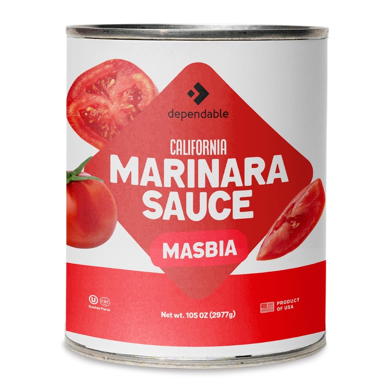 Dependable Foods Marinara Sauce – 6.9 Lbs., 105 Oz.- Authentic California Vine To Bottle Blend – Kosher