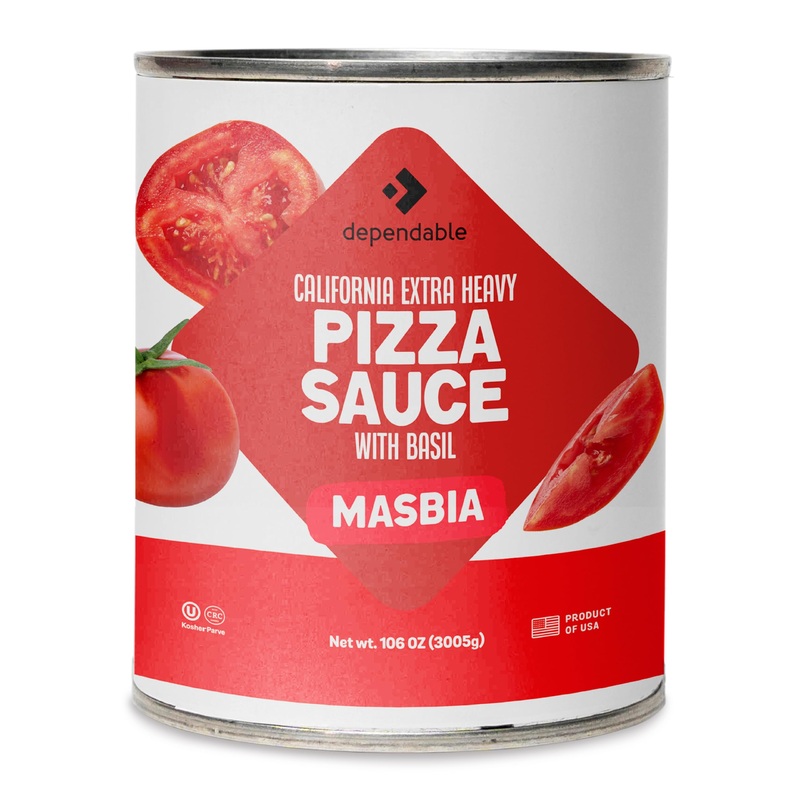 Dependable Foods Pizza Sauce – 6.10 Lbs., 106 Oz.- Extra Heavy Pizza Sauce With Basil – Authentic California Vine To Bottle Blen