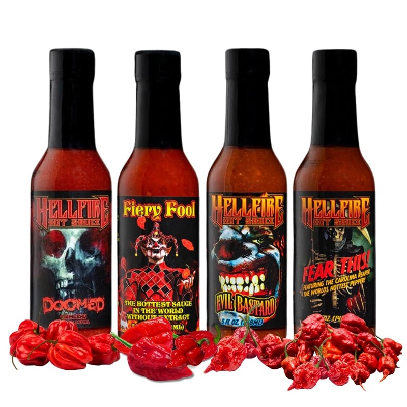 Hellfire Hot Wingfest Gift Pack – Gourmet Hot Sauce Variety Pack With 4 Flavors For Hot Wings (Four 5 Oz. Bottles)