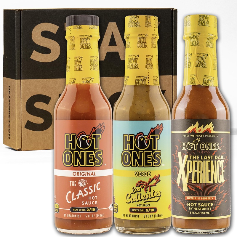 Hot Ones Season 25 Trio Pack Hot Sauce, Made With All Natural Ingredents, 5 Fl Oz Bottles (3-Pack)