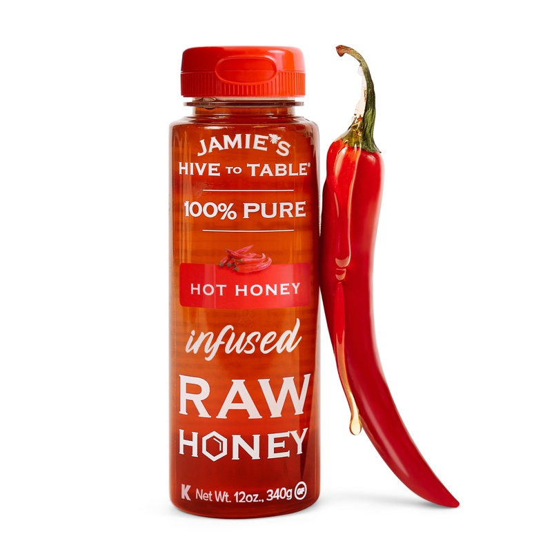 Jamie’S Hive To Table Hot Honey, 12 Oz – 100% Natural Raw Honey Infused With Hot Pepper – Gluten-Free, Non-Gmo – Spicy Kick For