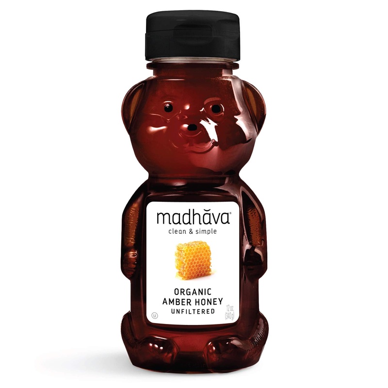 Madhava Organic Amber Honey, Unfiltered, Honey Bear (Pack Of 6) Natural Sweetener, Sugar Alternative 100% Pure Organic Honeypure