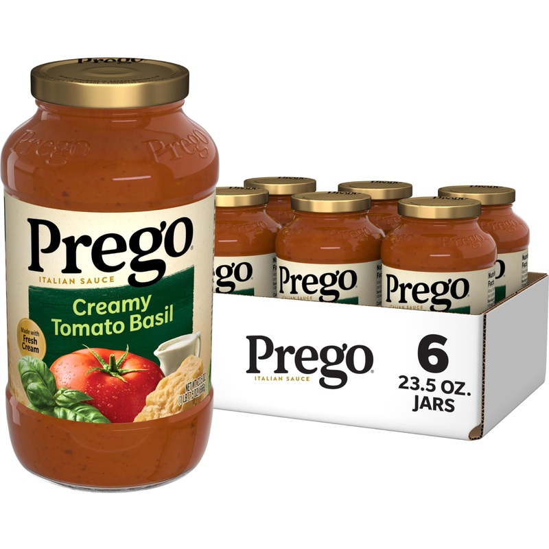 Prego Creamy Tomato Basil Pasta Sauce, 23.5 Oz Jar (Case Of 6)