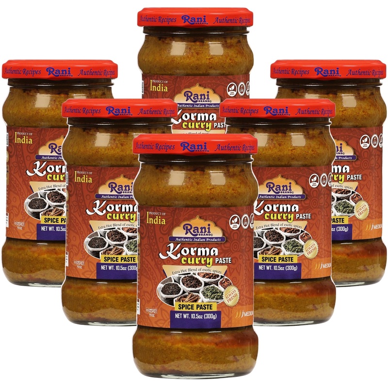 Rani Korma Curry Cooking Spice Paste 10O.5Z (300G) Glass Jar, Pack Of 5+1 Free ~ No Colors | All Natural | Non-Gmo | Vegan | Glu
