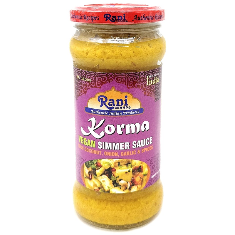 Rani Korma Curry Vegan Simmer Sauce (Rich Coconut, Onion, Garlic & Spices) 14Oz (400G) Glass Jar ~ Easy To Use | Vegan | No Colo