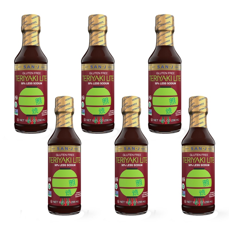 San-J – Gluten Free Lite Teriyaki Sauce With 50% Less Sodium – Well-Balanced Sauce For Cooking – Non-Gmo – 10 Oz. Bottles – 6 Pa