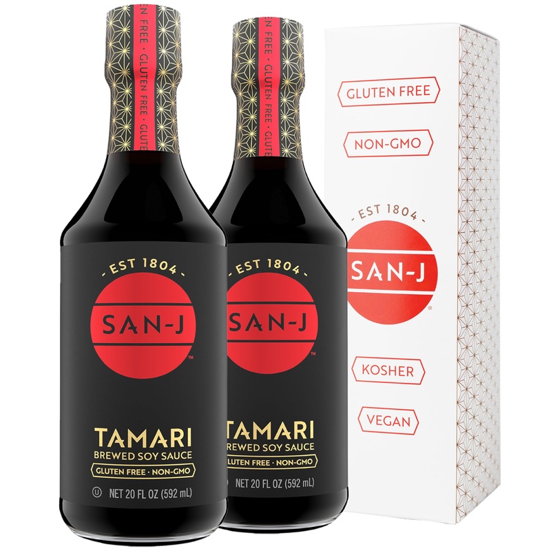 San-J – Gluten Free Tamari Soy Sauce – Specially Brewed – Made With 100% Soy – 20 Oz. Bottles – 2 Pack