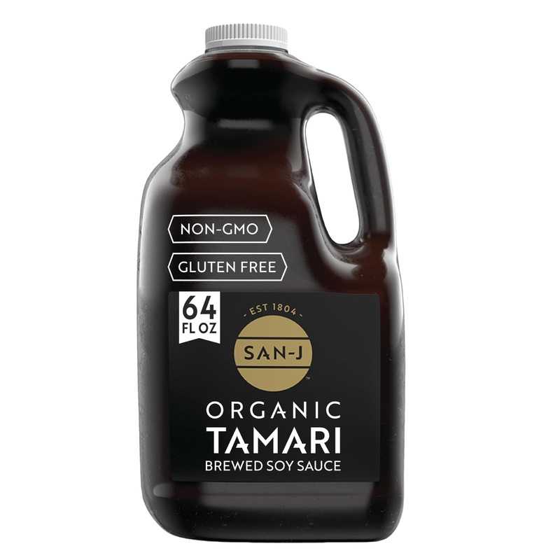 San-J – Organic Gluten Free Tamari Soy Sauce – Specially Brewed – Made With 100% Whole Soy – 64 Oz. Container