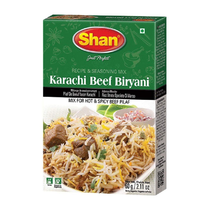 Shan Karachi Beef Biryani Masala Mix 2.11 Oz (60G) – Authentic Biryani Spice Mix For Beef Pilaf, Traditional Indian Spices For B