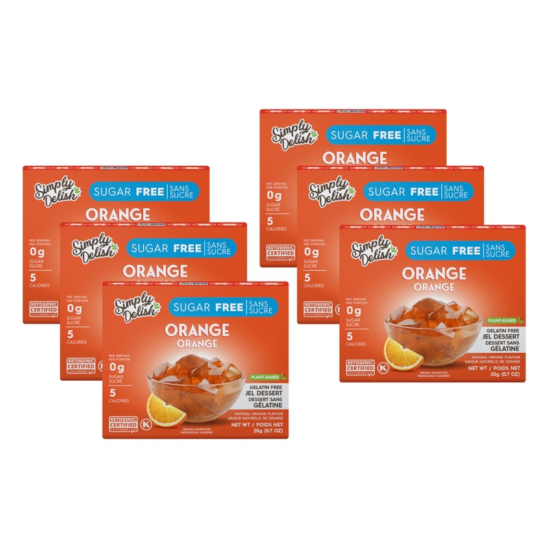 Simply Delish Natural Orange Jel Dessert – Sugar Free, Non Gmo, Gluten Free, Fat Free, Vegan, Keto Friendly – 0.7 Oz (Pack Of 6)
