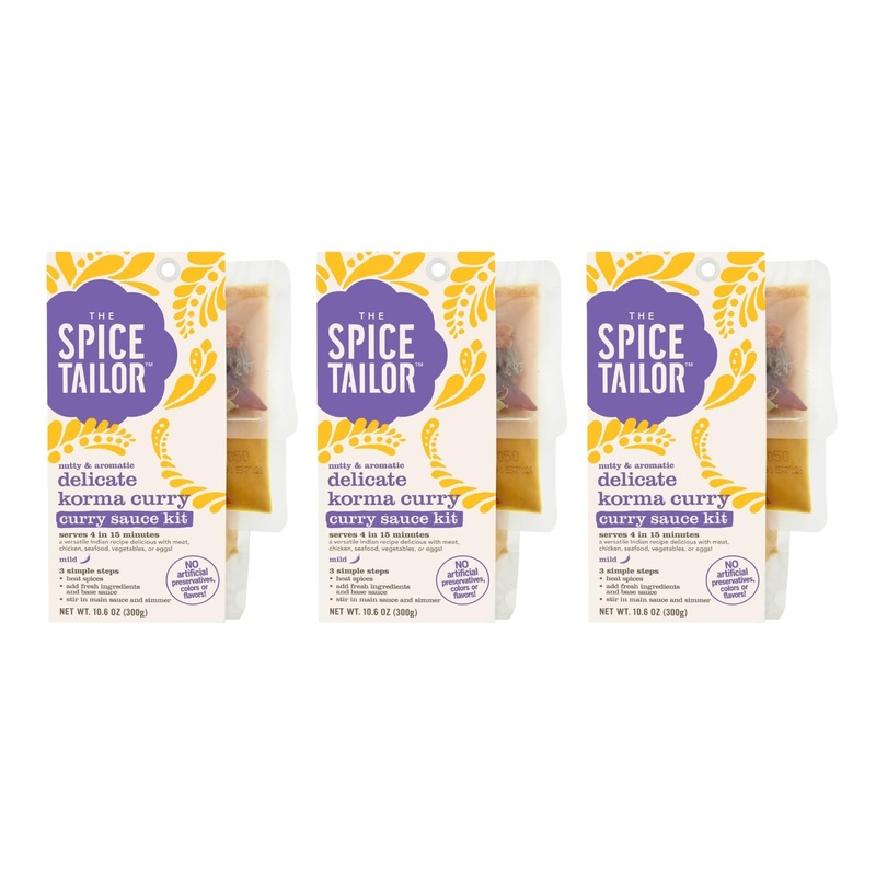 Spice Tailor 3 Simple Steps Restaurant Quality Meals In Minutes Kits Ready In 10 Minutes (3 Pack, Delicate Korma)