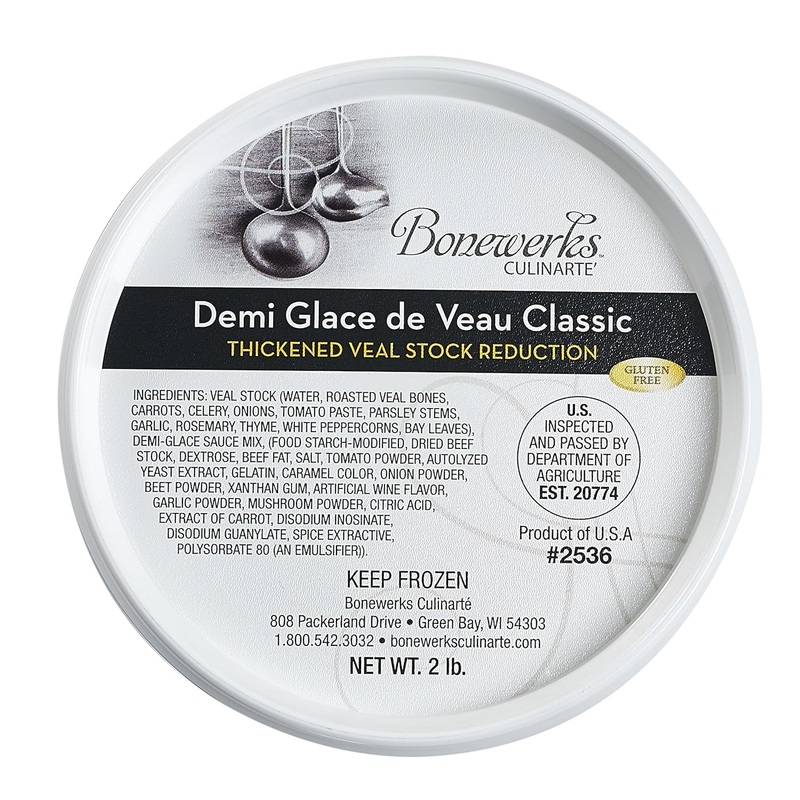 Bonewerks Culinarte Demi Glace de Veau Classic – Thickened Veal Stock Reduction, 2 Lb Tub – Premium Culinary Essential