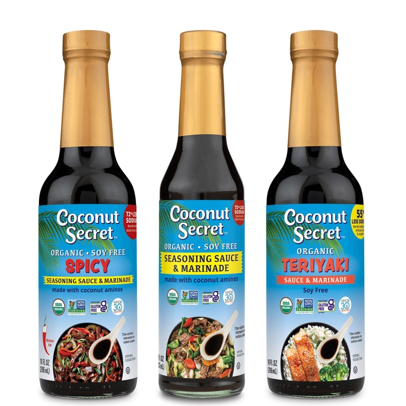 Coconut Secret Organic Coconut Aminos Variety 3 Pack. Soy Free, Low Sodium Coco Liquid Aminos Stir Fry Sauce. Original, Spicy, A