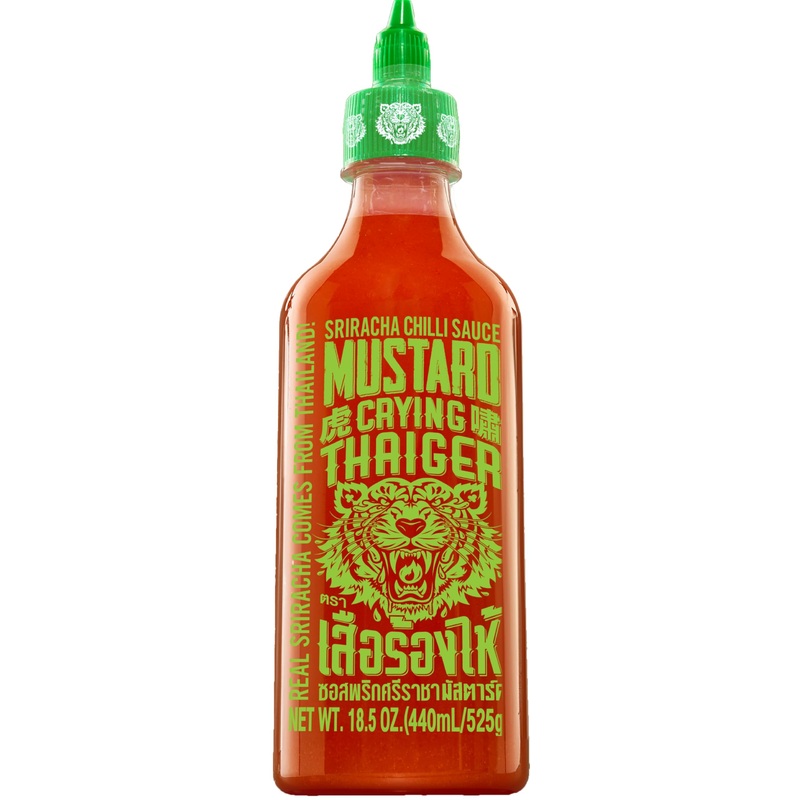 Crying Thaiger Sriracha Mustard Chili Sauce In Squeeze Bottle 18.5 Ounce, Vegan, Gluten Free, Non-Gmo, From Thailand (Pack Of 1)