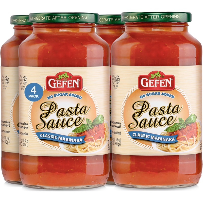 Gefen No Sugar Added Marinara Sauce, 24 Oz (4 Pack) | Nsa Pasta Sauce | Made With Evoo | Rich Flavor Pizza Sauce | Kosher