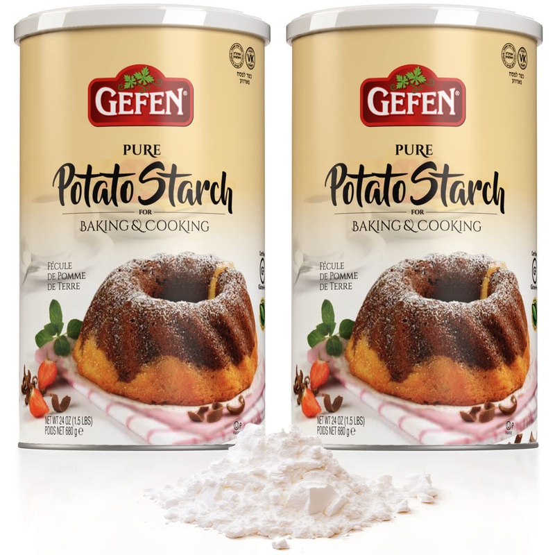 Gefen Pure Gluten Free Potato Starch, 24Oz (2 Pack = 3Lbs) For Cooking & Baking | Resealable Container | Excellent Fried Chicken