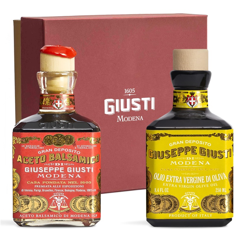 Giuseppe Giusti Balsamic Vinegar Of Modena And Extra Virgin Olive Oil Set- Gran Deposito Aceto Balsamico Di Modena Igp, Cold Pre