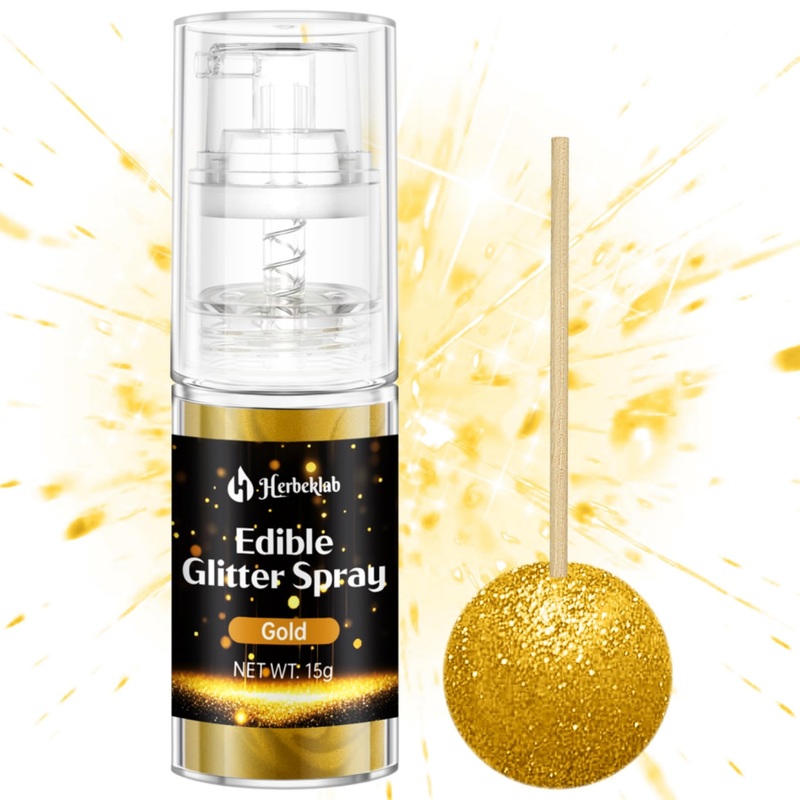 Gold Edible Glitter Spray – 15G Edible Gold Glitter For Cakes Food Grade Metallic Shimmer Powder Cake Sprinkles For Cookie Decor