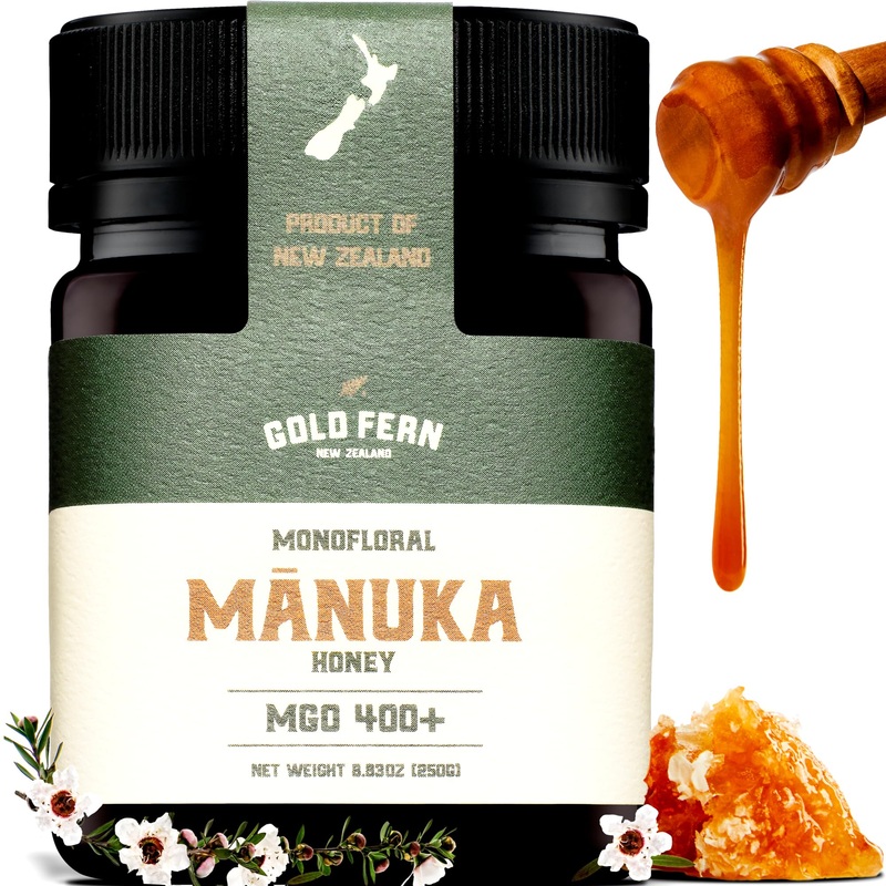 Gold Fern Honey – Raw New Zealand Manuka Honey Medical Grade | 8.8Oz Monofloral Mgo 400+ | Pure, Natural, Unpasteurized, Unfilte